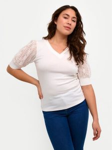 Kaffe Bluzka Melana 10508459 Biały Slim Fit. Białe bluzki Kaffe, xs, bez wzorów, z wiskozy, bez kołnierzyka, bez ramiączek. Za 159,99 zł.