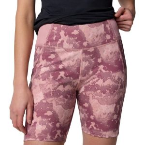 Spodenki sportowe damskie Boundless Trek 1/2 Tight. Czerwone spodenki sportowe Columbia, l, bez wzorów, z elastanu. Za 149,99 zł.