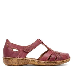 Sandały Josef Seibel. Czerwone sandały Josef Seibel, bez wzorów, bez obcasa, na płaskiej podeszwie, bez zapięcia. Za 329,99 zł.