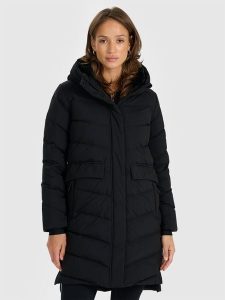 4F Płaszcz puchowy z wypełnieniem naturalnym damski - czarny XL. Czarne płaszcze 4f, na zimę, xl, bez wzorów, z puchu, z kapturem. Za 799,99 zł.