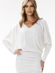 Sukienka Model A700 White - awama. Białe sukienki Awama, na karnawał, l, bez wzorów, z weluru, eleganckie, bez kołnierzyka, plus size, bez ramiączek, mini. Za 385,57 zł.