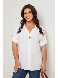 Curvy Lady Bluzka w kolorze białym rozmiar: 40/42. Białe bluzki Curvy Lady, bez wzorów, klasyczne, bez kołnierzyka, bez ramiączek. Za 109,52 zł.