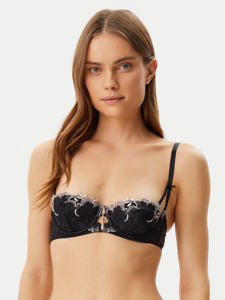 Guess Biustonosz z fiszbiną O5GC10 KCQ80 Czarny. Czarne biustonosze Guess, z aplikacjami, z materiału. Za 209,99 zł.