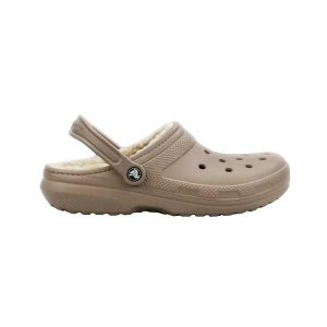 Klapki Crocs Classic Lined Clog Dorośli. Brązowe klapki Crocs, bez wzorów, z syntetyku, bez obcasa. Za 263,00 zł.