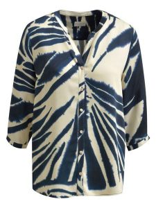 Milano Italy Bluzka w kolorze kremowo-granatowym rozmiar: 40. Brązowe bluzki Milano Italy, bez wzorów, z wiskozy, bez kołnierzyka, bez ramiączek. Za 173,99 zł.