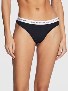 Tommy Hilfiger Stringi UW0UW03835 Granatowy. Niebieskie stringi TOMMY HILFIGER, bez wzorów, z bawełny. Za 59,99 zł.