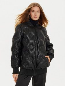 Guess Kurtka skórzana Marianne W4BL60 WGB20 Czarny Regular Fit. Czarne kurtki Guess, xs, z aplikacjami, z syntetyku, bez kaptura. Za 549,00 zł.