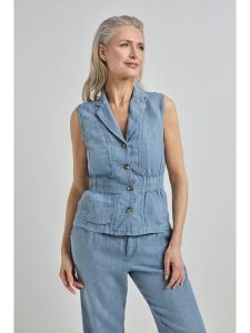 Josephine & Co Kamizelka "Jaap" w kolorze błękitnym rozmiar: 34. Niebieskie kamizelki Josephine & Co, bez wzorów, ze lnu, bez kołnierzyka, bez ramiączek, bez kaptura. Za 302,35 zł.