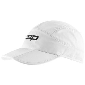 Sportowa czapka z daszkiem do biegania unisex lekka regulowana CORE Run CEP. Białe czapki CEP, bez wzorów, sportowe. Za 84,00 zł.