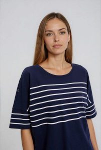 Bluza w paski granatowa. Bluzy MOODO, l, bez wzorów, z bawełny, bez kaptura. Za 99,99 zł.