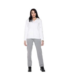 Kombinezon zimowy damski z kołnierzem i zamkiem "Pearl". Białe kombinezony LEONE 1947 APPAREL, na zimę, xl, bez wzorów, z bawełny, bez kołnierzyka, bez ramiączek. Za 467,31 zł.