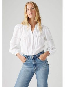 Levi's Bluzka w kolorze białym rozmiar: S. Białe bluzki Levi's®, s, bez wzorów, z bawełny, bez kołnierzyka, bez ramiączek. Za 152,95 zł.