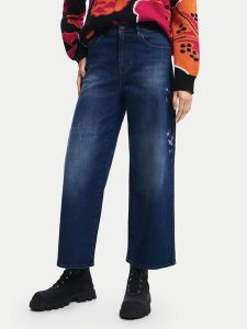 Desigual Jeansy Aimar 24WWDD18 Granatowy Wide Leg. Niebieskie jeansy Desigual, bez wzorów, z bawełny. Za 229,99 zł.