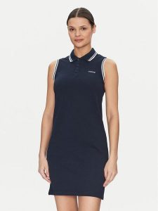 Guess Sukienka codzienna V5GK04 KCOK1 Granatowy Regular Fit. Niebieskie kombinezony Guess, na co dzień, xl, z aplikacjami, z bawełny, bez kołnierzyka, bez ramiączek, proste. Za 179,99 zł.
