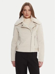 Guess Ramoneska W5BL35 W2820 Écru Regular Fit. Kurtki Guess, s, z aplikacjami, z syntetyku, bez kaptura. Za 399,99 zł.