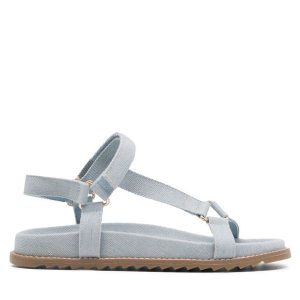 Sandały Jenny Fairy. Niebieskie sandały Jenny Fairy, bez wzorów, bez obcasa, na płaskiej podeszwie, bez zapięcia. Za 129,99 zł.