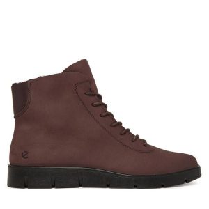 Trzewiki ECCO. Brązowe botki ecco, bez wzorów, bez obcasa, na płaskiej podeszwie, bez zapięcia. Za 559,99 zł.