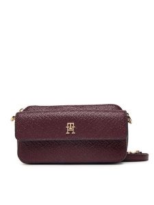 Tommy Hilfiger Torebka Th Icon Camera Bag Mono AW0AW18922 Bordowy. Czerwone listonoszki TOMMY HILFIGER, bez wzorów, ze skóry, bez dodatków. Za 529,99 zł.