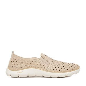 Półbuty Remonte. Brązowe półbuty Remonte, bez wzorów, bez obcasa, na płaskiej podeszwie, bez zapięcia. Za 379,99 zł.