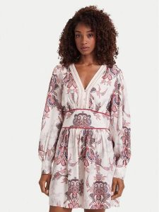 Guess Sukienka codzienna W6YK24 W2936 Beżowy Regular Fit. Brązowe sukienki Guess, na co dzień, xl, z aplikacjami, z lyocellu, bez kołnierzyka, bez ramiączek, proste. Za 694,99 zł.