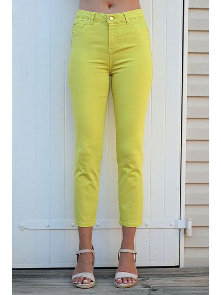 Bleu d'Azur Dżinsy "Paula" w kolorze jasnozielonym rozmiar: 48. Zielone jeansy Bleu d'Azur, z aplikacjami, ze skóry, z standardowym stanem. Za 139,54 zł.