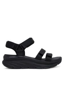 Skechers Sandały D'Lux Walker-Going-Out Vibes 119828/BBK Czarny. Czarne sandały Skechers, bez wzorów, z materiału, bez obcasa, na płaskiej podeszwie, bez zapięcia. Za 199,99 zł.