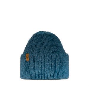 Czapka zimowa wywijana BUFF Knitted Beanie Marin. Niebieskie czapki Buff, bez wzorów, sportowe. Za 116,99 zł.