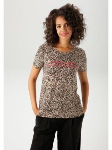 Aniston Koszulka w kolorze beżowo-czarnym rozmiar: 44. Brązowe bluzki Aniston, bez wzorów, bez kołnierzyka, bez ramiączek. Za 34,93 zł.