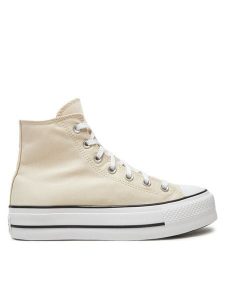 Converse Trampki Chuck Taylor All Star Lift Platform HI A08214C Beżowy. Brązowe trampki Converse, bez wzorów, z materiału, bez zapięcia. Za 259,99 zł.