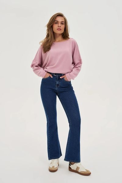 Jeansy dzwony granatowe. Jeansy MOODO, bez wzorów, z bawełny. Za 149,99 zł.