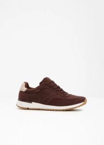 Sneakersy. Brązowe buty sportowe bonprix, bez wzorów, z satyny, bez zapięcia. Za 129,99 zł.