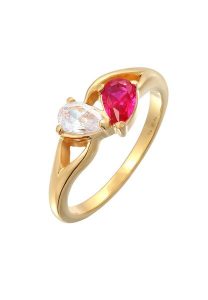 Elli Damski pierścionek zaręczynowy Infinity z cyrkonią i syntetycznym rubinem w srebrze próby 925 Sterling Silver Pierścionki 1 ct. Szare pierścionki Elli, z cyrkonią, pozłacane. Za 241,39 zł.