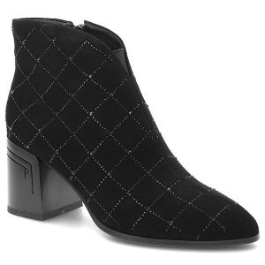 Czarne Botki S.Barski Eleganckie Buty Damskie. Czarne botki S.BARSKI, bez wzorów, bez obcasa, na obcasie, bez zapięcia. Za 322,99 zł.