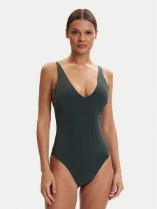 Calvin Klein Swimwear Strój kąpielowy LV00Q61105 Zielony. Zielone stroje jednoczęściowe Calvin Klein Swimwear, bez wzorów, z syntetyku. Za 347,99 zł.