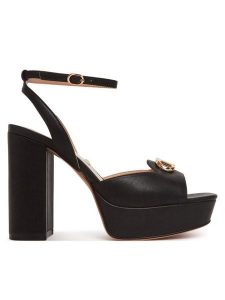 TWINSET Sandały 251TCP122 Czarny. Czarne sandały Twinset, bez wzorów, ze skóry, bez obcasa, na słupku, bez zapięcia. Za 559,99 zł.