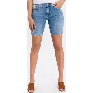 Cross Jeans Szorty dżinsowe "Genna" w kolorze niebieskim rozmiar: W28. Niebieskie szorty Cross Jeans, z aplikacjami, z jeansu, klasyczne. Za 70,24 zł.