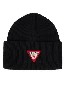 Guess Czapka AW5234 VIS01 Czarny. Czarne czapki Guess, z aplikacjami, z materiału. Za 139,99 zł.