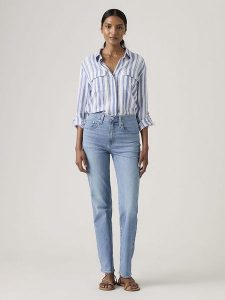 Levi's Dżinsy "724" - Slim fit - w kolorze niebieskim rozmiar: W31/L30. Niebieskie jeansy Levi's®, z aplikacjami, ze skóry, z podwyższonym stanem. Za 223,22 zł.