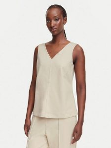 Calvin Klein Jeans Top LV044G206G Beżowy Slim Fit. Brązowe topy Calvin Klein Jeans, m, bez wzorów, z jeansu, bez kołnierzyka, bez ramiączek. Za 179,99 zł.