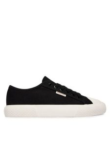 Calvin Klein Trampki Vulc Low Lace Up Canvas HW0HW02975 Czarny. Czarne trampki Calvin Klein, bez wzorów, z materiału, bez zapięcia. Za 329,99 zł.