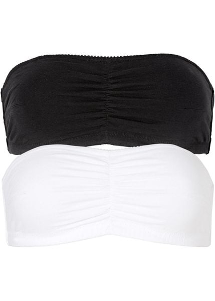 Biustonosz typu bandeau z bawełny organicznej (2 szt.). Czarne biustonosze bonprix, bez wzorów, z bawełny. Za 82,99 zł.