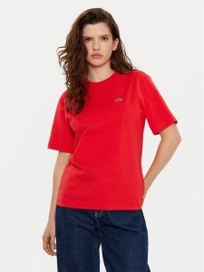 Lacoste T-Shirt TF7215 Czerwony Regular Fit. Czerwone t-shirty Lacoste, bez wzorów, z bawełny, bez kołnierzyka, bez ramiączek. Za 179,99 zł.