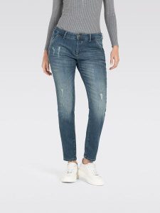 MAC Dżinsy - Slim fit - w kolorze granatowym rozmiar: 32. Niebieskie jeansy MAC, z aplikacjami. Za 281,10 zł.