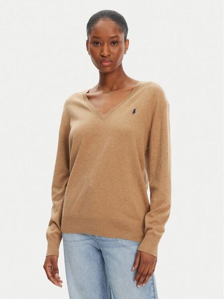 Polo Ralph Lauren Sweter 211972105003 Beżowy Straight Fit. Brązowe swetry klasyczne Polo Ralph Lauren, s, z bawełny, bez kołnierzyka. Za 469,99 zł.