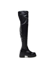 Badura Kozaki SX090-2202 Czarny. Czarne kozaki Badura, bez wzorów, ze skóry, bez obcasa, na słupku, bez zapięcia. Za 224,99 zł.