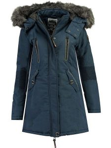 Geographical Norway Parka "Coraly" w kolorze granatowym rozmiar: S. Niebieskie płaszcze Geographical Norway, s, bez wzorów, bez kaptura. Za 215,21 zł.