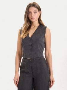 Guess Kamizelka W5YH51 WH5N2 Czarny Regular Fit. Czarne kamizelki Guess, s, z aplikacjami, z wiskozy, bez kołnierzyka, bez ramiączek, bez kaptura. Za 259,99 zł.