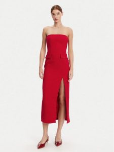 Bardot Sukienka koktajlowa 59728DB Czerwony Slim Fit. Czerwone kombinezony Bardot, bez wzorów, z syntetyku, wizytowe, bez kołnierzyka, bez ramiączek. Za 329,99 zł.