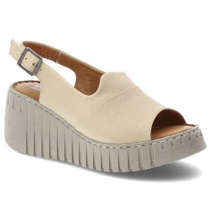 Sandały damskie Artiker, cholewka ze skóry naturalnej licowej z odkrytym noskiem na koturnie, beżowe, 56C0957. Brązowe sandały ARTIKER, bez wzorów, ze skóry, bez obcasa, na koturnie, bez zapięcia. Za 249,00 zł.