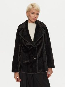 Guess Futro Filomena W4BL04 WGHO0 Czarny Regular Fit. Czarne płaszcze Guess, xs, z aplikacjami, z futra, bez kaptura. Za 529,99 zł.